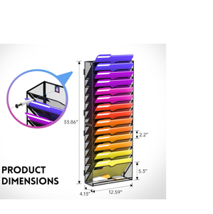 Kim loại lắp ráp 15 Tier tường giữ tập tin Wall Mount treo tập tin Organizer giấy tờ thư mục clipboard Tạp Chí giá - Product Image 2