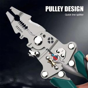 Electrician Folding <b>Wire</b> Stripper <b>Crimping</b> <b>Tools</b> Carbon Steel Plastic Metric DIY Multi-Functional Serrated Cutting Cable Long - Product Image 5