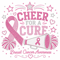 Design de transfert thermique en strass avec ruban rose pour la sensibilisation au cancer du sein