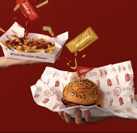 Boîtes à hamburgers écologiques en kraft, emballages jetables à emporter, contenants à hamburgers recyclables anti-huile pour restaurant, camion de nourriture