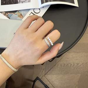 S925 Pure Silver High-End <b>Ring</b> Exquisite Niche Wheat Ear Pearl Splicing Versatile Commuting Index <b>Finger</b> <b>Ring</b> Stylish - Product Image 5