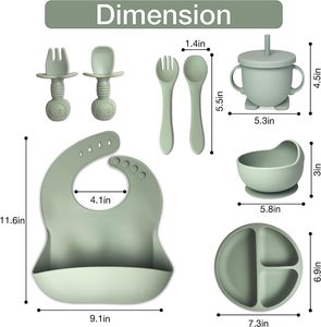 ชุดช้อนส้อมจานผ้ากันเปื้อนสำหรับเด็กคุณภาพสูง ชุดอาหารสำหรับเด็กทารก ชามซิลิโคนพร้อมจุกดูด 2026 - Product Image 4