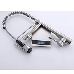 Robinet de cuisine froid et chaud rotatif à <span class=keywords><strong>double</strong></span> <span class=keywords><strong>sortie</strong></span> à ressort coulissant en acier inoxydable 304 - Product Image 3