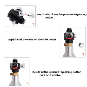 0-200psi Air & CO2 Regulator for .825"-14NGO G1/2-14 <b>Threads</b> Tank Cylinder Grinder Type - Product Image 2