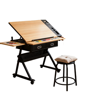 <span class=keywords><strong>Table</strong></span> à <span class=keywords><strong>dessin</strong></span> <span class=keywords><strong>avec</strong></span> angle d'inclinaison réglable, bureau d'artiste professionnel, structure fixe et conçue pour une utilisation en classe - Product Image 1