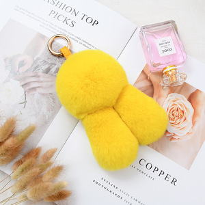 Dễ Thương Fluffy Dài Tai Bunny Đồ Chơi Búp Bê Thời Trang Mặt Dây Chuyền Túi Xe Quyến Rũ Tag Lông Thú Thật Quái Vật Móc Khóa Chính Hãng Rex Thỏ Lông Keychain - Product Image 6