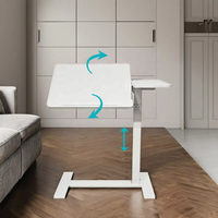 Table d'appoint moderne et mobile, réglable en hauteur et inclinable, avec plateau en MDF et base en métal, idéale pour appartement, comme table basse ou table d'appoint de canapé.