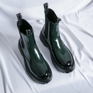 קלאסי עיצוב הייצור האחרון עיצוב ירוק מגפי עור קרסול לגברים נראה טוב להחליק על שמלה נעליים רשמיות - Product Image 6