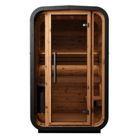 Mini sauna extérieur moderne et écologique - Bain de glace en bois de cèdre rouge à spectre complet pour une personne. Appartements, salles de bain.