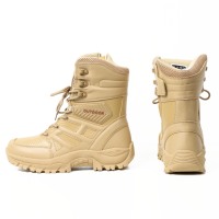 Bottes de sécurité en cuir pleine fleur imperméables, bottes tactiques de cadet, chaussures de sécurité en caoutchouc PU pour l'hiver