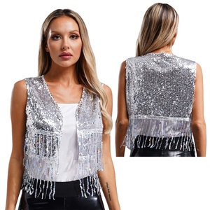 Femmes Cowgirl gilet haut sans manches Cardigan gilet Vintage <span class=keywords><strong>Disco</strong></span> <span class=keywords><strong>Costume</strong></span> pour Clubwear Vintage <span class=keywords><strong>Disco</strong></span> fête scène Performance - Product Image 2