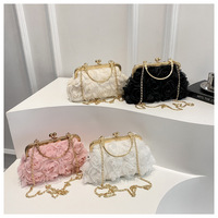 Sac de soirée 3D floral de haute qualité pour femme, fait main, avec chaîne décorative, sac à main
