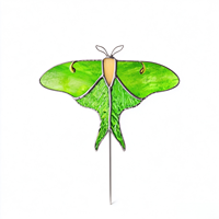 Luna Moth vitrail piquets de jardin Art déco fenêtre suspendu Suncatcher cadeau de noël pour grand-mère