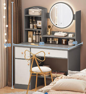 <span class=keywords><strong>Tocador</strong></span> de Maquillaje Moderno de Lujo para el Hogar, de Madera de Pino Blanco, con Espejo Iluminado Ajustable, Almacenamiento, Duradero, para Dormitorio u Hotel - Product Image 2