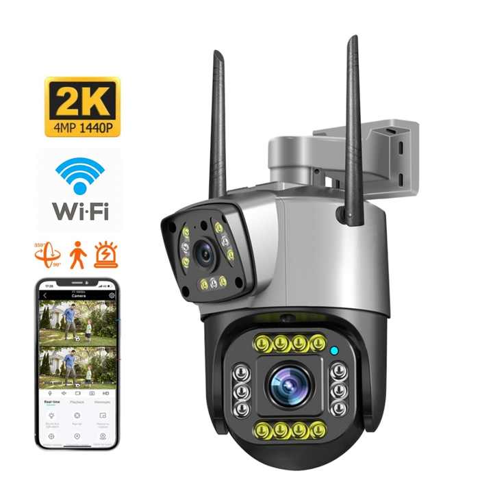 Smart HD Dual Lenses 4MP 4G SIM Card Cctv Camera Wifi AI Tracking Mount Indoor Outdoor Home Security Camera System 8mp for Farm
