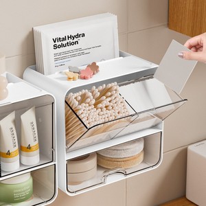 Wall Mounted Cosmetic Storage Box White Transparent Rectangular Durable For <b>Bathroom</b> <b>Shelf</b> - Product Image 3