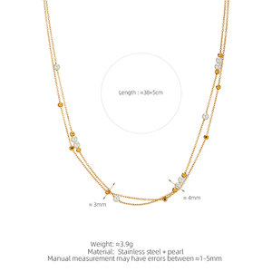 Vintage Waterproof 316l Stainless Steel Custom 18k Gold Plated Double layer <b>Pearl</b> Necklace Bracelet <b>Set</b> <b>Jewelry</b> <b>Sets</b> for Women - Product Image 5