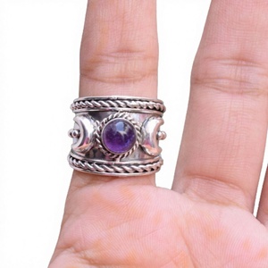 Amethyst Natural Gemstone Classic Party 925 Sterling <b>Silver</b> <b>Statement</b> <b>Ring</b> Handmade Jewelry for Women - Product Image 2
