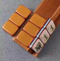 Offre Spéciale – Ensemble de Mahjong de Luxe Américain à Sept Couches en Acrylique Orange Gravé, Résistant à l'Eau, pour 4 Joueurs, Table de Jeu Portable pour Casino