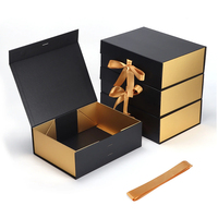 Boîte en papier de carton rigide pliable avec fermeture magnétique cadeau noir avec logo imprimé personnalisé boîtes d'emballage magnétiques