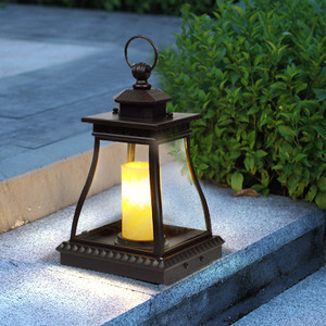Lawn <b>Lights</b> Outdoor <b>LED</b> Iron Lantern Water Resistant Battery Powered <b>Light</b> <b>Sensor</b> Garden Patio Decor - Product Image 2