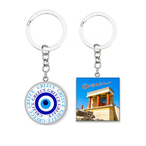Custom Logo Tourist Gift Dome Glass Turkish Evil Eye Keyring Turkey Istanbul Souvenir Keychain