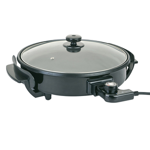 Poêle à pizza électrique 1,5 L avec couvercle en verre trempé, revêtement antiadhésif et thermostat réglable - Product Image 1