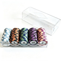 Plateau à jetons de poker en acrylique transparent avec couvercle, 5 compartiments, boîte de rangement pour jetons de casino pour le jeu de Texas Hold'em, personnalisable OEM, vente en gros JSM JSM-C01