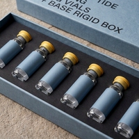 Boîte rigide personnalisée avec couvercle et base bleus pour 7 flacons de peptides, impression offset sur éponge