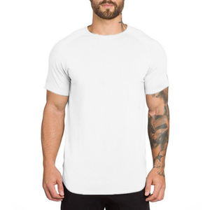 T-shirts pour hommes à col rond avec logo personnalisé, coton et élasthanne, blanc uni, manches courtes, t-shirt de sport pour hommes, été - Product Image 2
