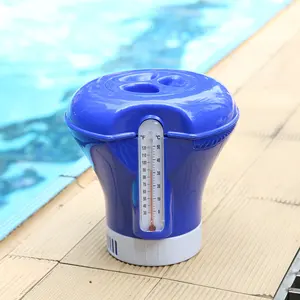 ABS-Schwimmbad Schwimmender chemischer Chlorspender-Tabletten halter mit Thermometer Geeignet für 3-Zoll-Chlortabletten