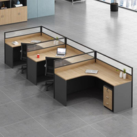 Combinazione Moderna di Scrivania e Sedia da Ufficio in Legno Modulare con Postazione a 6 Pannelli Divisori per Ufficio