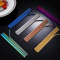 Paille colorée réutilisable de qualité alimentaire, pailles à boire en métal personnalisées en acier inoxydable de 8.5 pouces