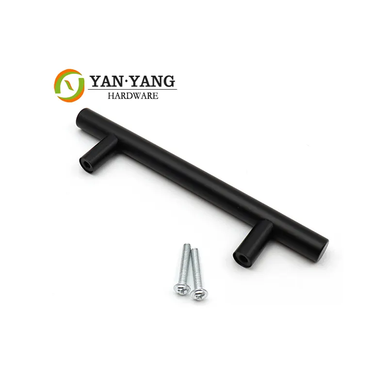 Yanyang Sale Stainless Steel Iron Handle Matt Black Knob for Kitchen Furniture-Pull Handles