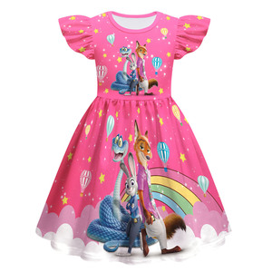 Vestito per Bambina Linda con Maniche a Volant, Costume Cosplay Crazy Animal City 2, Gonna a Linea A per Bambini - Product Image 3