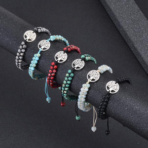 Dropshipping Fashion Handmade Crystal Jewelry Bangle Tree of Life Double Rows Mix Natural Stone Bracelets - Product Image 2