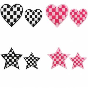 Nouveau Patch Brodé Thermocollant Motif Cœur à Carreaux Aqua avec Nœud Papillon pour Décoration de Chapeaux et Sweats à Capuche - Product Image 6