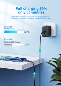 شاحن سريع PD30W معتمد من <span class=keywords><strong>MFi</strong></span>، كابل USB-C إلى Lightning للشحن السريع لهواتف آيفون 14 و13/12/12 برو/برو ماكس/11/11 برو ماكس/إكس إس ماكس/وآيباد - Product Image 3