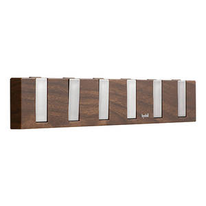 Wooden Grain Wall Mounted <b>Hooks</b> 6 <b>Hooks</b> Easy Install <b>Adhesive</b> Storage Rack For Clothes Hat Key Bag Bedroom Door Use - Product Image 5