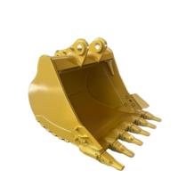 Pour godet CAT 336 GP 1,8 m³, dents en deux parties de 5 mm, coupe-côtés à visser, blocs de talon, protection de poutre, 36 tonnes, jaune