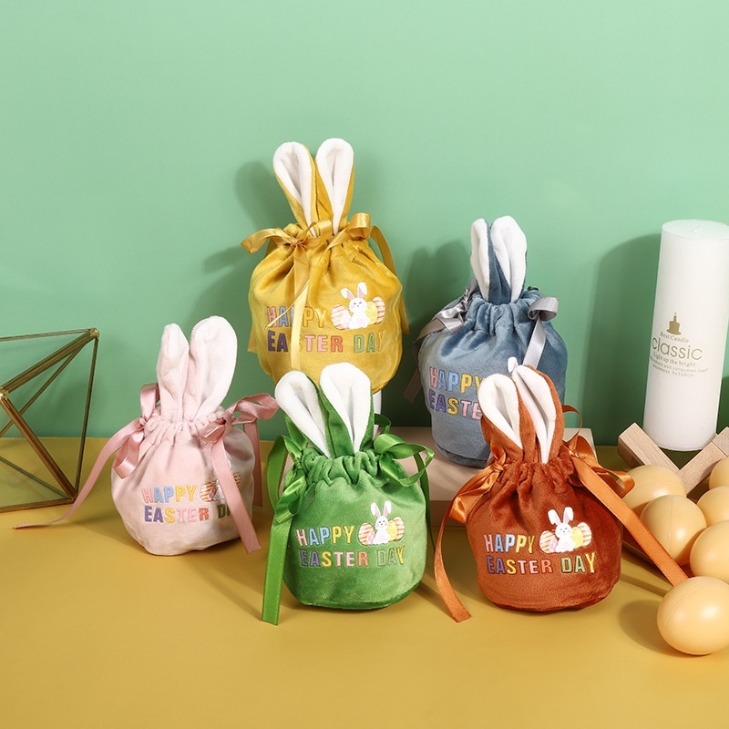 Easter Bunny Velvet Bag with Rabbit