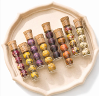 8 saveurs de boules de thé fleuri dans des tubes en verre, mini-sets cadeaux faits à la main de 5g de thé aux herbes jasmin et hibiscus pour les grossistes