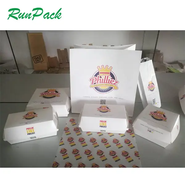 Burger Verpackung Box Fast-Food-Behälter Papier zum Mitnehmen Sandwich Hamburger Box Pasta-Paket