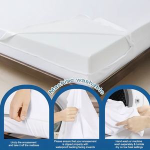 Su geçirmez ve tahta kurusu geçirmez yatak koruyucu fermuarlı <span class=keywords><strong>Encasement</strong></span> ikiz kral örme hipoalerjenik gürültüsüz beyaz gemi hazır - Product Image 2