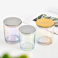 Frasco de Vidrio Ámbar Iridiscente de 9oz/10oz para Velas, Tapa Dorada, Reutilizable, Resistente al Calor, Alta Calidad, Logotipo Personalizado, Decoración Navideña