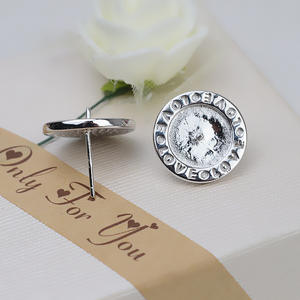 Boucles d'oreilles en argent S925, trésor en forme de dollar, pour femme, 8-10 perles, accessoires de bijoux DIY, plateau vide semi-fini, 1077 boutons - Product Image 4