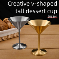 Gobelet à vin et à dessert de luxe en acier inoxydable 304 en forme de V pour restaurant, hôtel et usage domestique