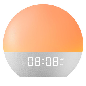 Radio FM simulant le lever et le coucher du soleil, réveil naturel avec bruit blanc, lumières de sommeil LED arc-en-ciel, réveil d'ambiance, horloge de réveil - Product Image 1