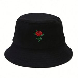 100% Cotton Unisex Fashion Flower Embroidered Bucket <b>Hat</b> Summer Fisherman Cap for <b>Men</b> Women Teens - Product Image 4