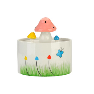 Fontaine à eau pour animaux de compagnie en céramique, forme de champignon rose, distributeur d'eau automatique pour chat avec contrôle par application, design détachable - Product Image 5